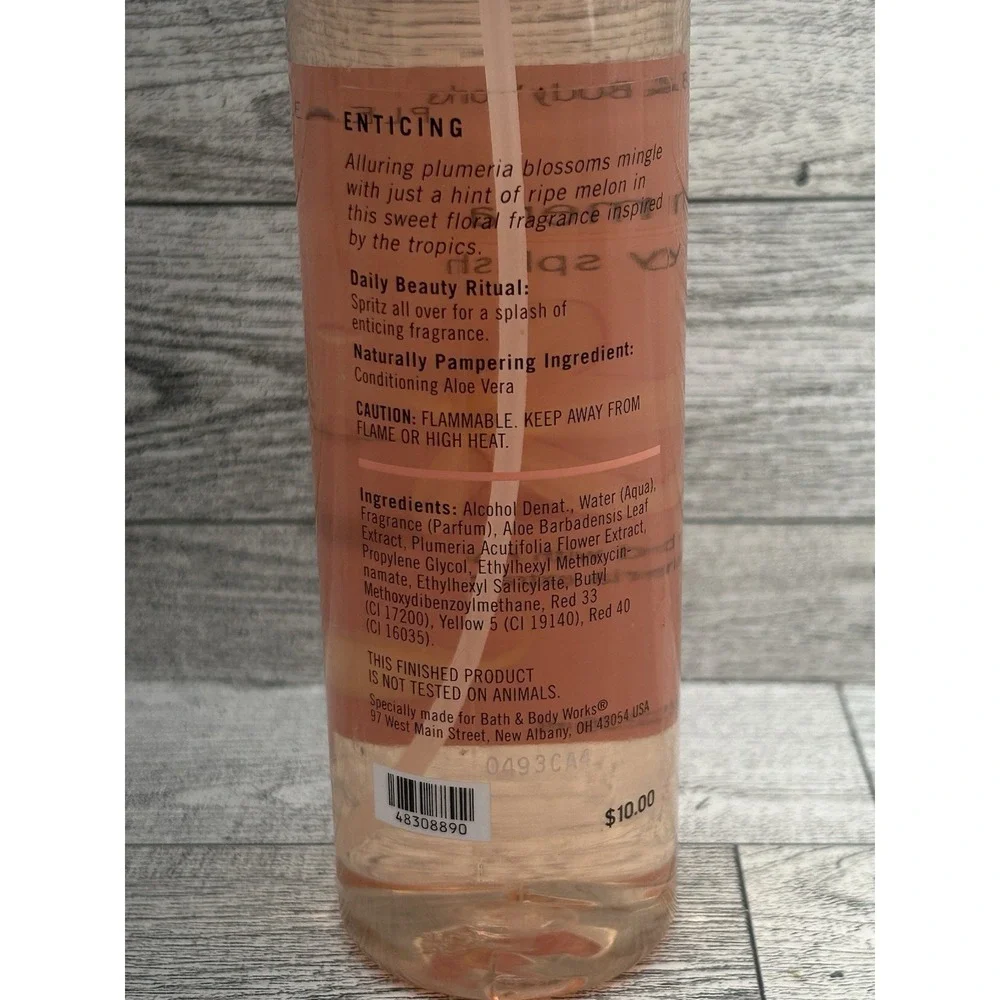Bath & Body Works Pleasures Plumeria Body‎ Splash 8 oz Retired Discontinued